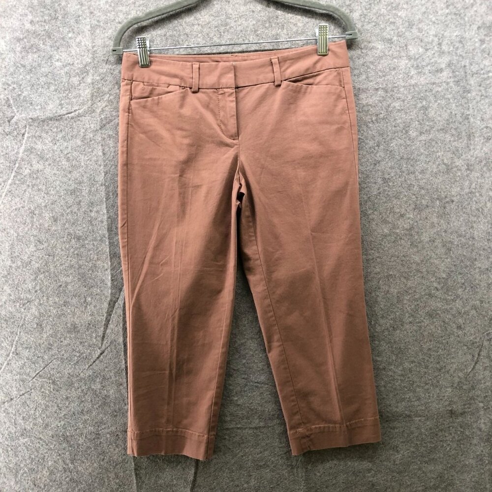 Ann Taylor Loft Marisa‎ Cropped Pants Womens Brown 2P Straight Legs Cotton Blend